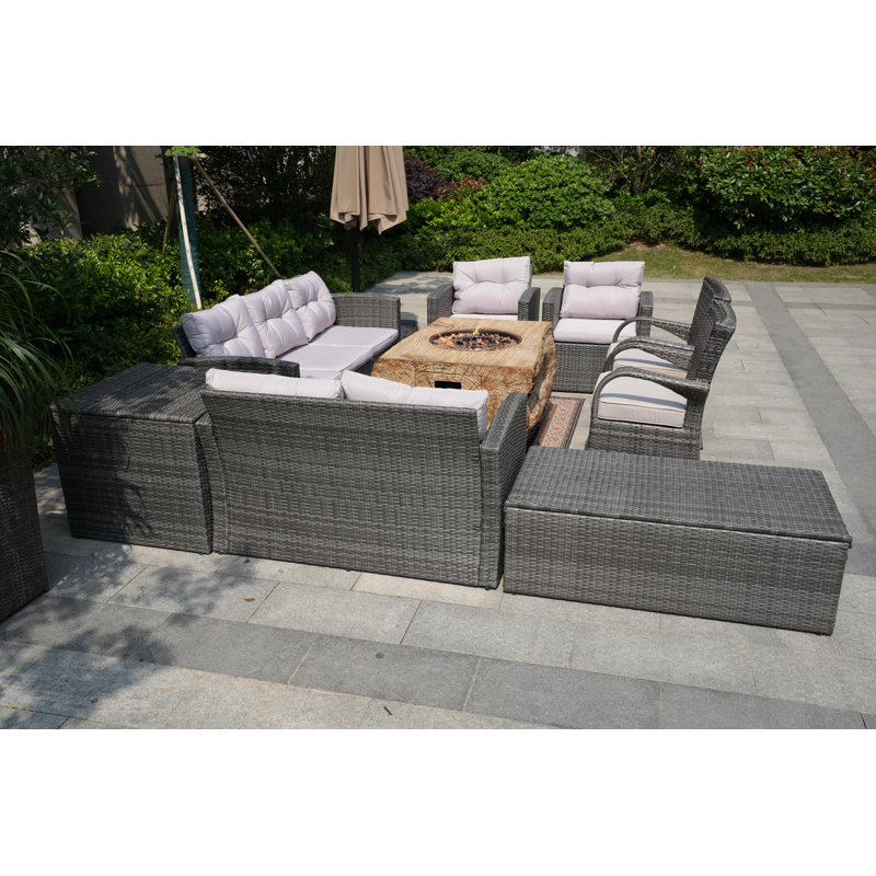 9 - Person Patio Conversation Set with Cushions