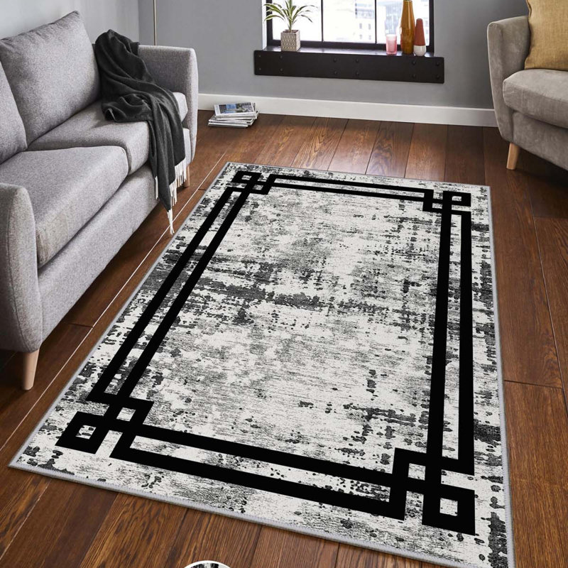 Tapis d'entrée élégant, 2,6 x 9,8 pieds | 100% polyester, 650 g / m², hauteur du velours: 0,3 pouce | Pois antibactérien antidérapant en PVC | Lavable à la machine, impression numérique 3D, idéale pour les espaces de vie modernes