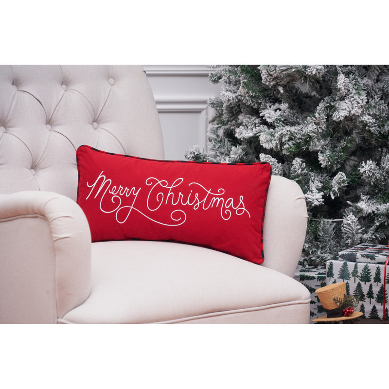Merry Christmas Applique & Embroidered Throw Pillow
