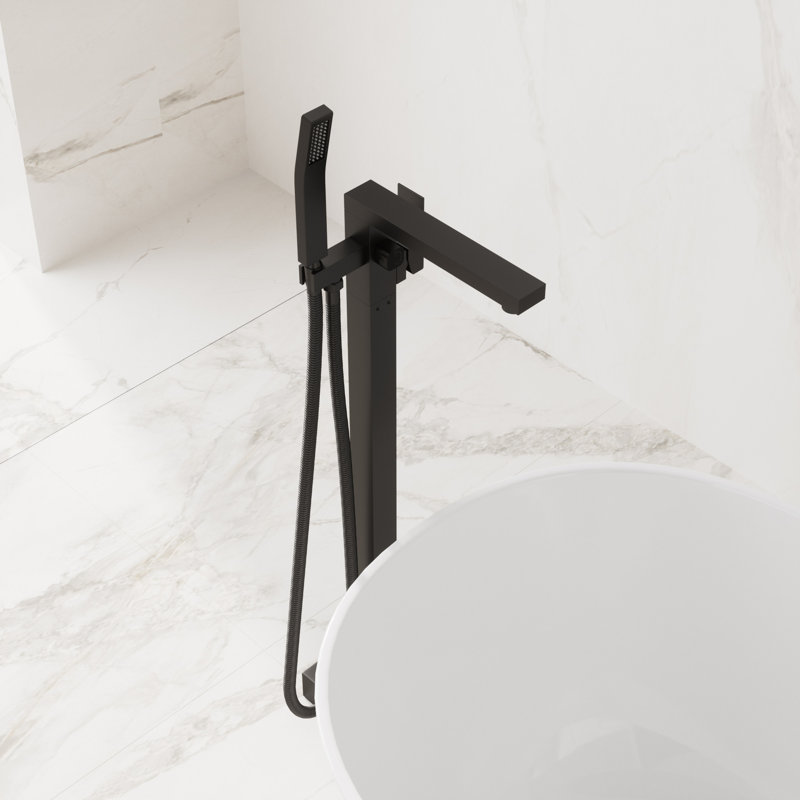 Floor Tub Spout with Diverter, Matte Black