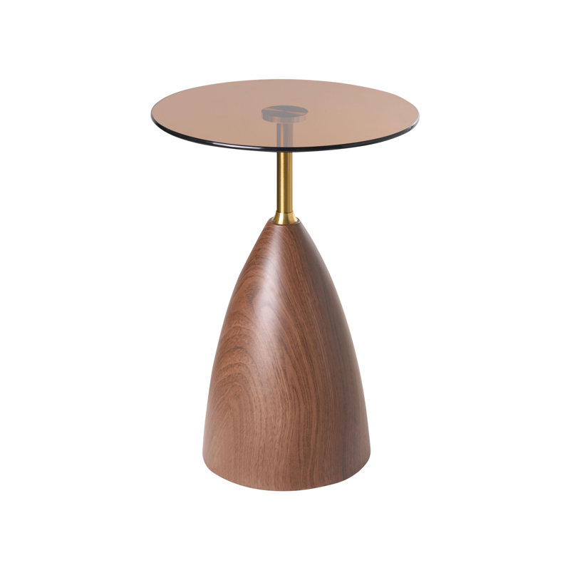 Pedestal End Table, Brown Clear