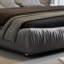 Très grand lit plateforme moderne avec structure en bois massif et en tissu gris non rembourré-1109583951-1109583946