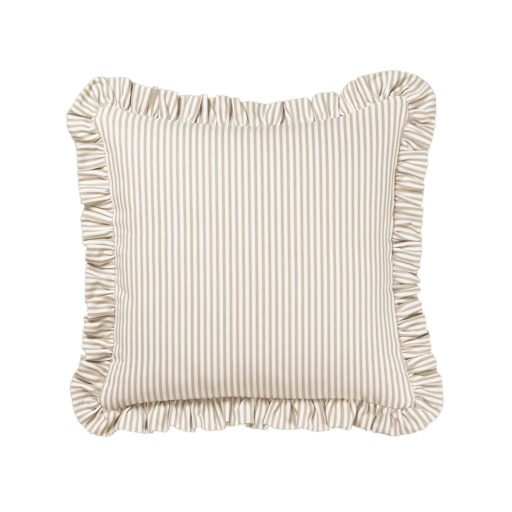 Birch Lane Polo Stripe Ruffled Accent Pillow, Tan, Polyester