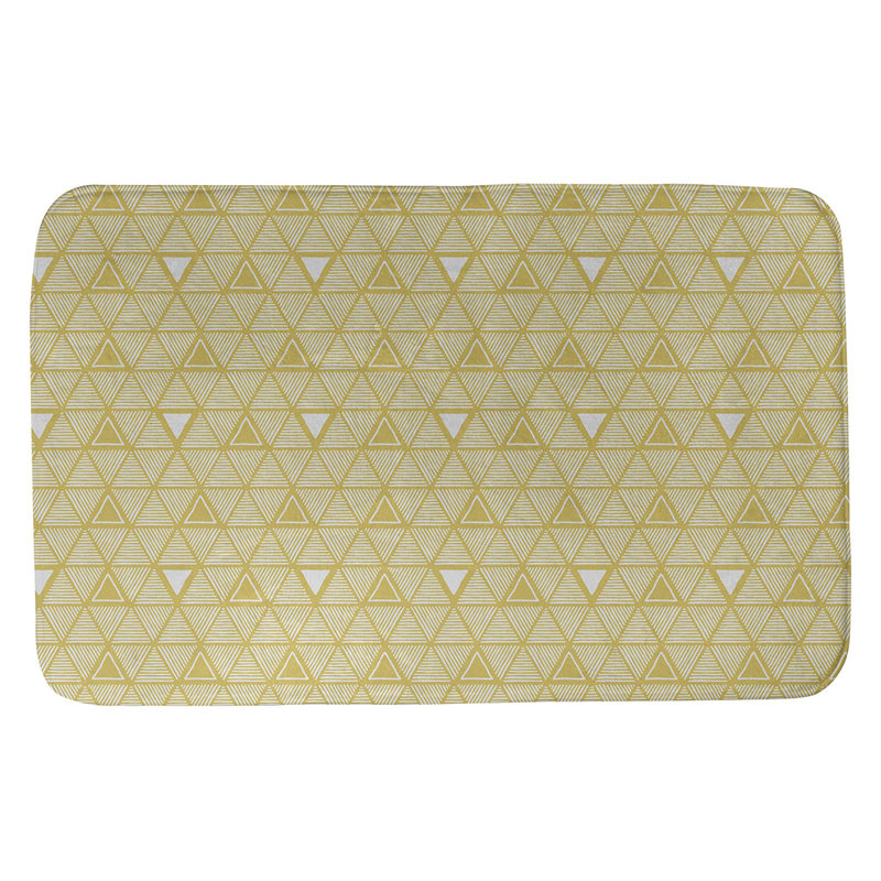 Tapis de bain géométrique à motif de triangles dessinés à la main, l 17 po x L 24 po, Jaune