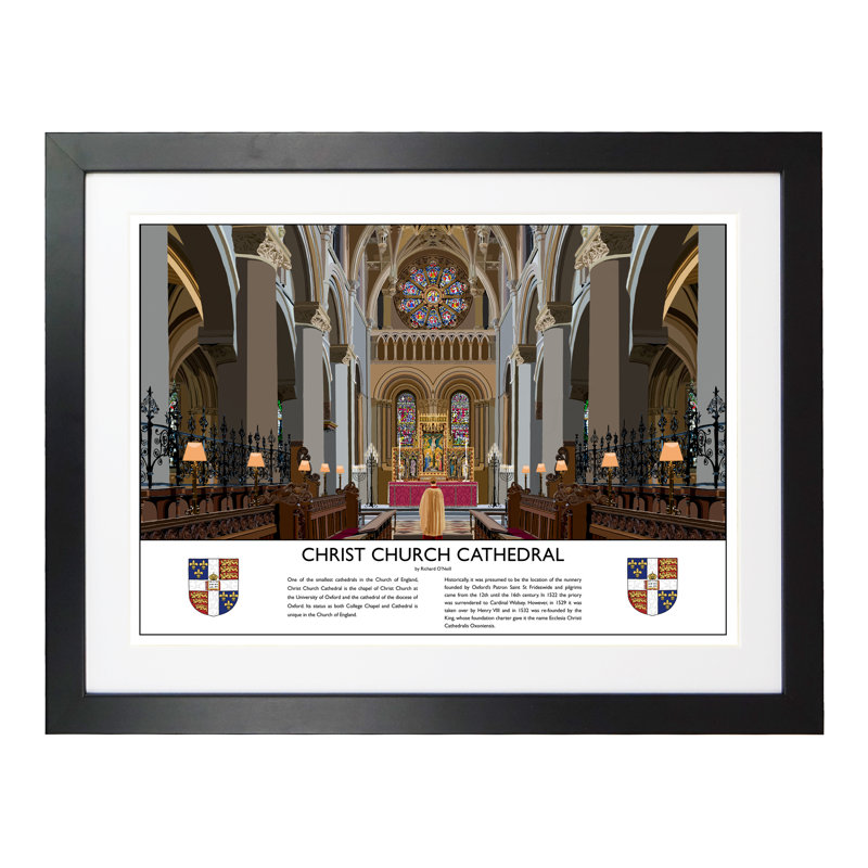 Christ Church Cathedral 1 Piece Wall Art, 44 cm H x 54 cm W x 2.2 cm D, Black Wood Frame