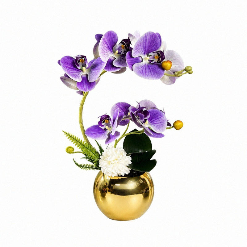 Orchidées artificielles roses modernes dans un vase 16 ", Mauve