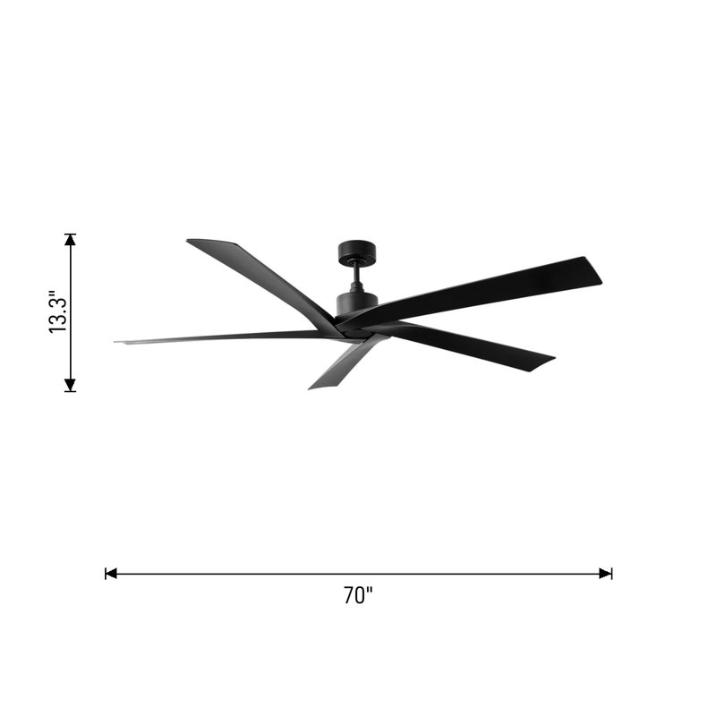 Visual Comfort Fan Aspen Coastal Outdoor 70 Ceiling Fan with Threaded Downrod, Matte White ABS blades and Wall Mount Control