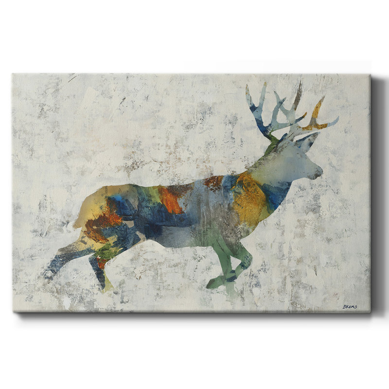 Toile tendue avec cerfs, H 18 po x l 27 po