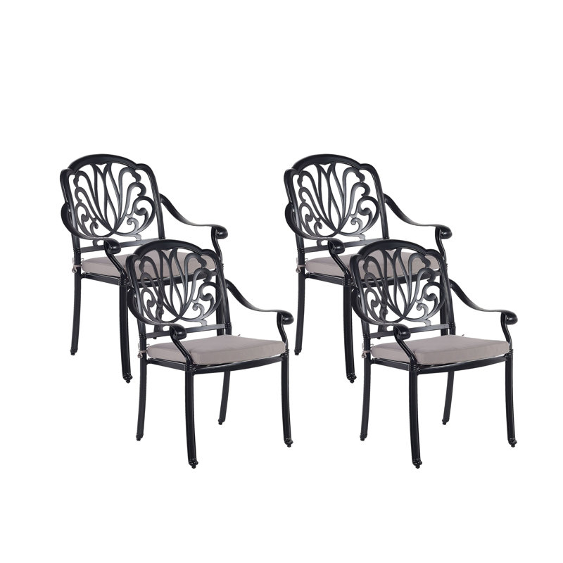 Helland Patio Dining Side Chair with Cushion, Black