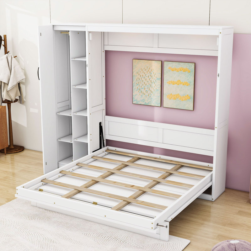 Septimus Foldaway Murphy Bed with Multi-Functionality, White, Queen