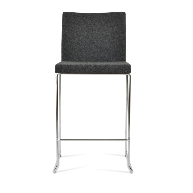 Aria Stackable Bar & Counter Stool, Bar Stool (29” Seat Height), Dark Grey, Chrome