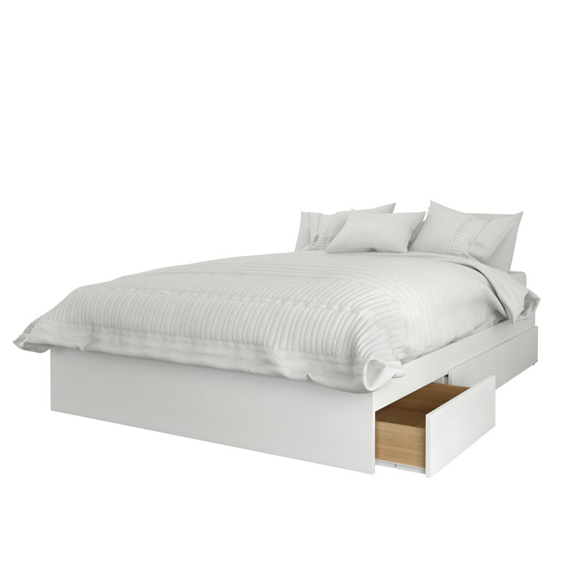 Bourquin Platform Storage Bed, White/Walnut, Full