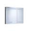 36 po X P 30 H, rectangulaire, aluminium argenté, armoire à pharmacie, lumières à DEL, horloge, antirouille, miroir anti-brouillard, stations de charge à DEL intégrées, fonction, détection automatique intérieure