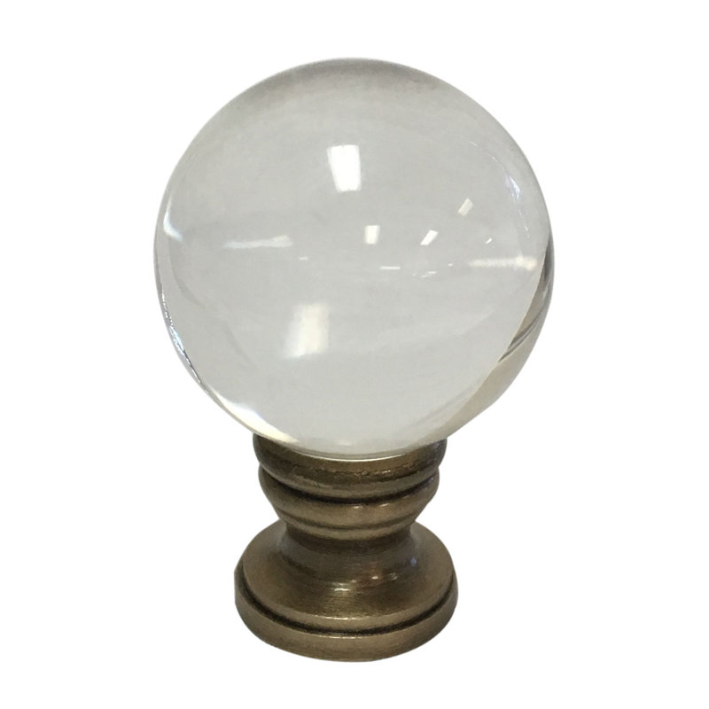 Faîteau de lampe boule de cristal, Base laiton antique