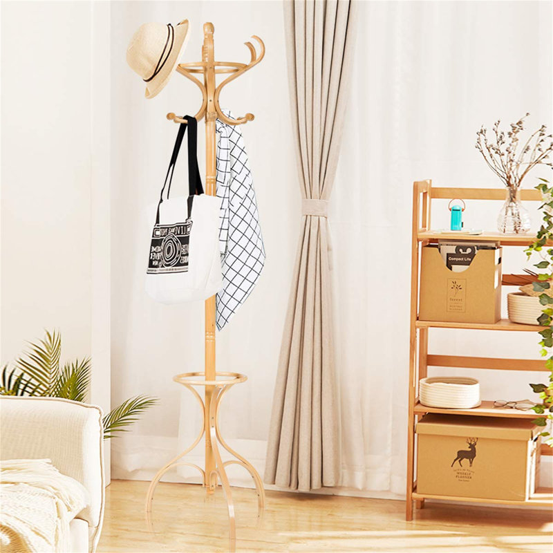 Bellview Solid Wood Freestanding Coat Rack, Oak