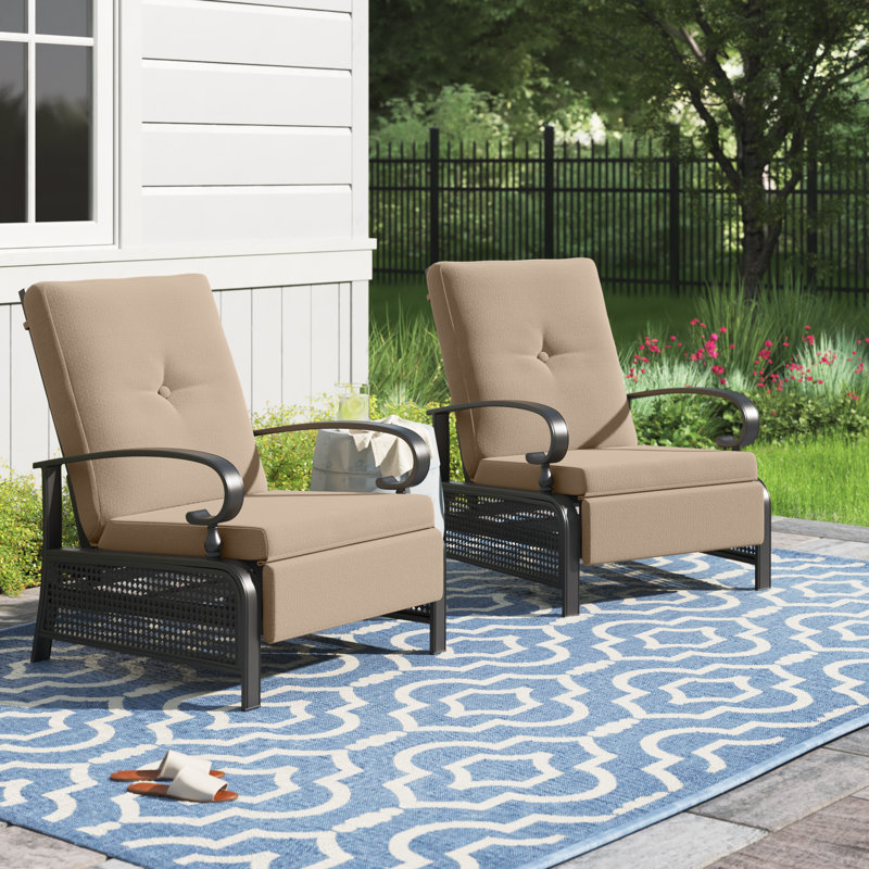 Fauteuil de patio inclinable avec coussins lausannois, Beige