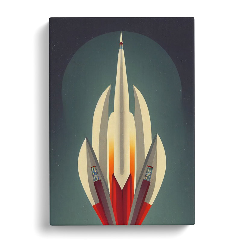 An Unbeatable Spaceship Rocket - Wall Art, 50cm H x 35cm W x 3cm D, Wrapped Canvas