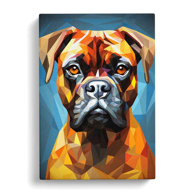 Boxer Dog Geometric - Wrapped Canvas, 50cm H x 35cm W x 3cm D