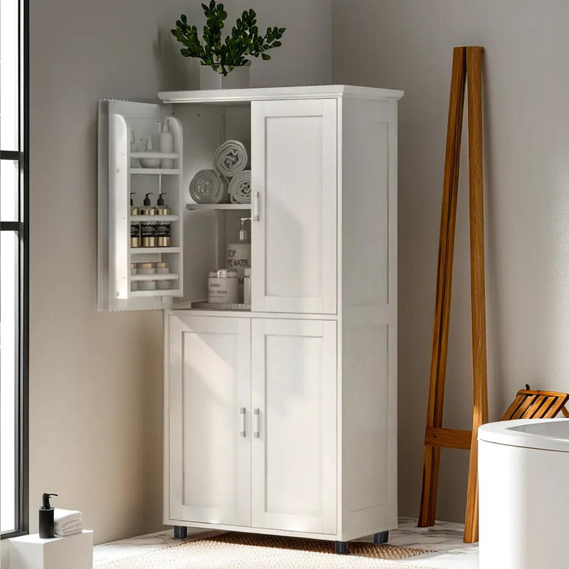 Grande armoire de rangement pour plancher de salle de bain, H 62,28 po x l 31,29 po x P 15,64 po