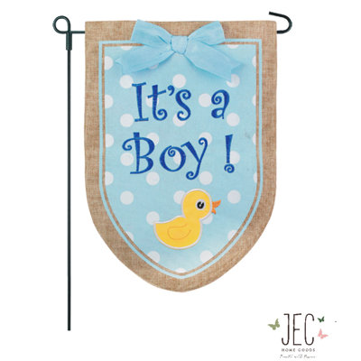 Double Sided 18'' H x 12.5'' W Burlap New Baby Flag Set