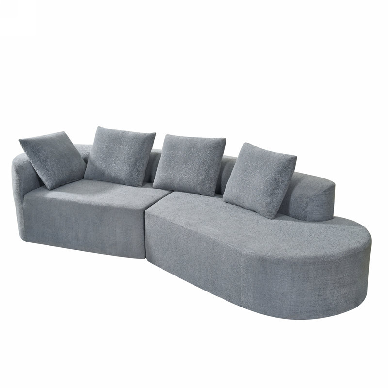 Canapé modulaire incurvé moderne Boneless, Gris clair