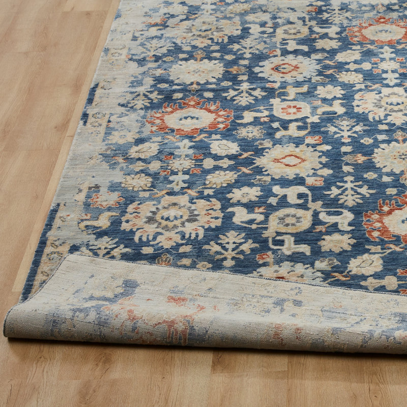 Rosemont Wool Oriental Area Rug in Blue, Rectangle 3'6" x 5'6"