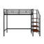 Lit mezzanine en métal robuste avec tablette de rangement supérieure et échelle d'accès latéral-374263354