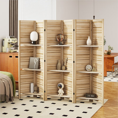 Tablettes et art mural en bois de bois de paulownia pliable avec rangement, 67 po