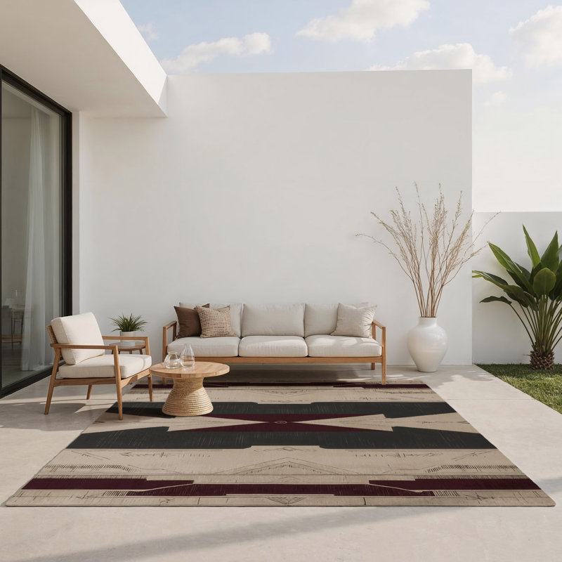 Tapis d'intérieur et d'extérieur à gravure ancienne, Rectangle 9 pi x 12 pi