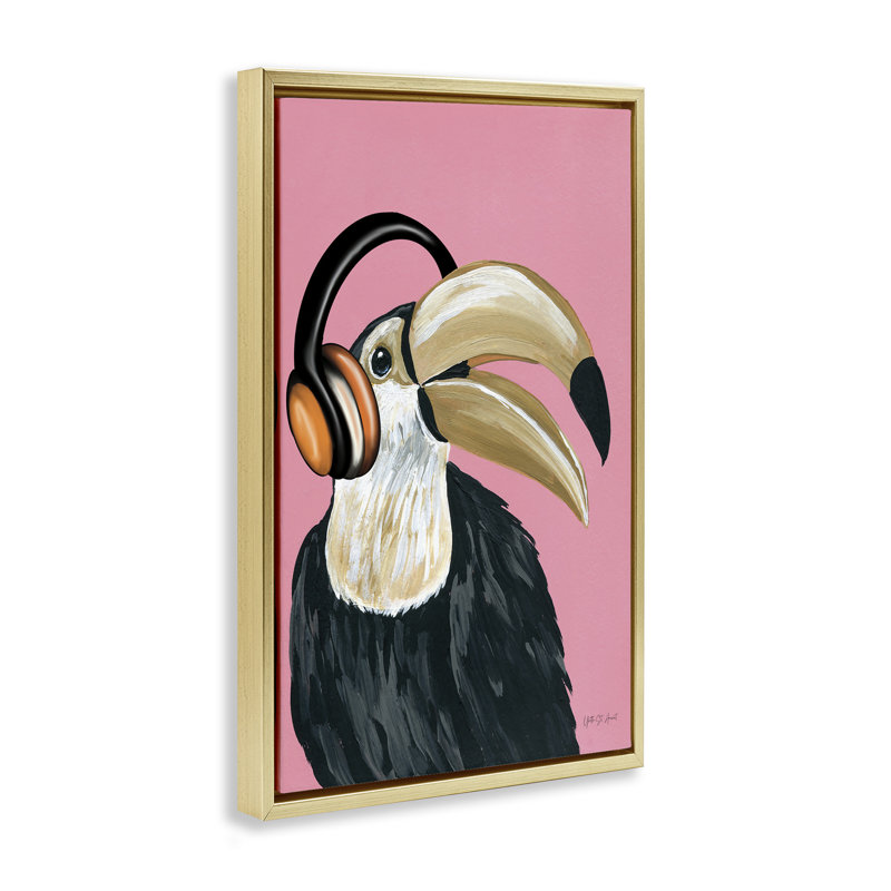 Toile flottante Toucan & Music, H 25 po x l 17 po, Or