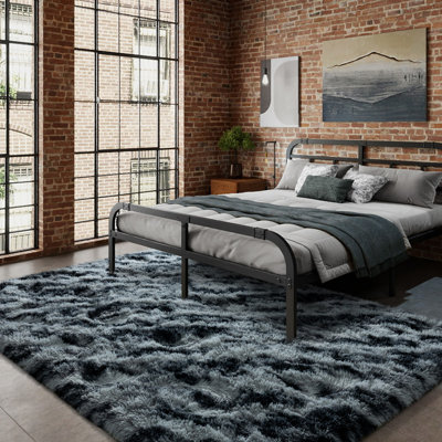 Fluffy Fuzzy Shag Area Tie-dye black Indoor Carpet for Living Room Bedroom Bedside Office Hotel