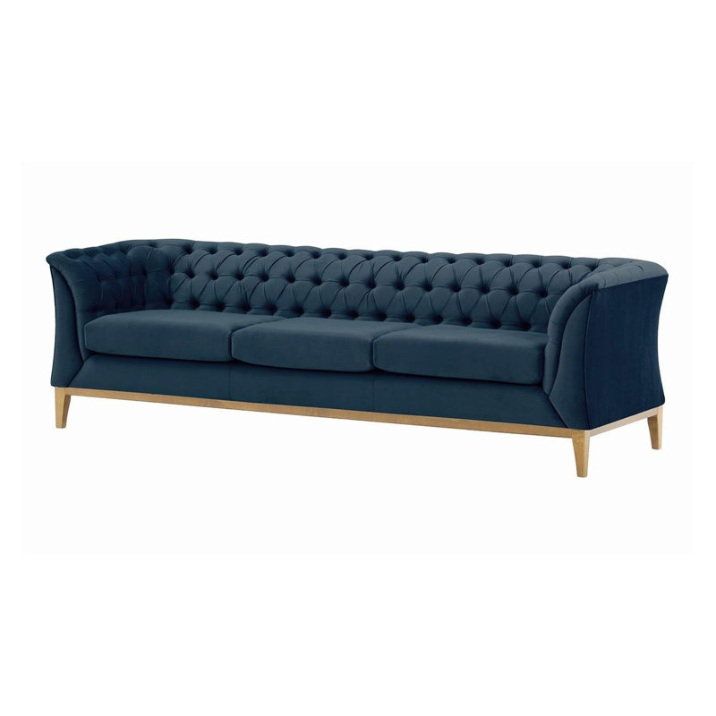 Burnham Velvet 3 Seater Sofa, Navy