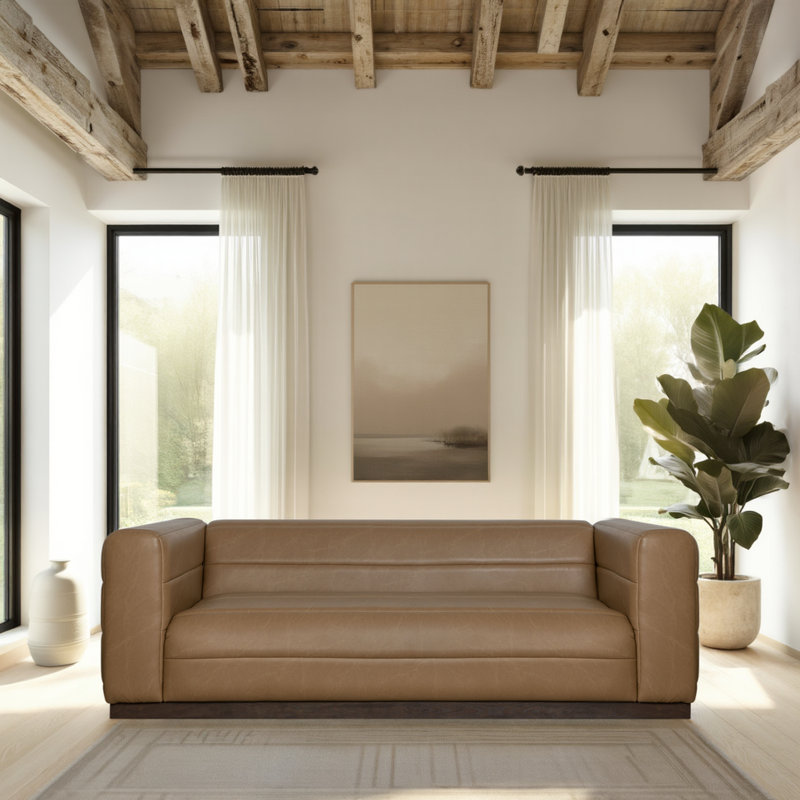 Wadena 90.5 In. 3-Seater Sofa With Rectangular Seat And Square Arms
