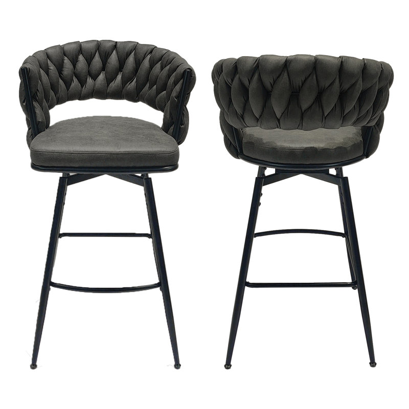 28 po. Tabourets de bar tressés brun clair de 28 po. Structure pivotante à 360 degrés, tabouret de comptoir rembourré avec repose-pieds et tabourets de cuisine en cuir technique. 2. Revêtement pivotant.