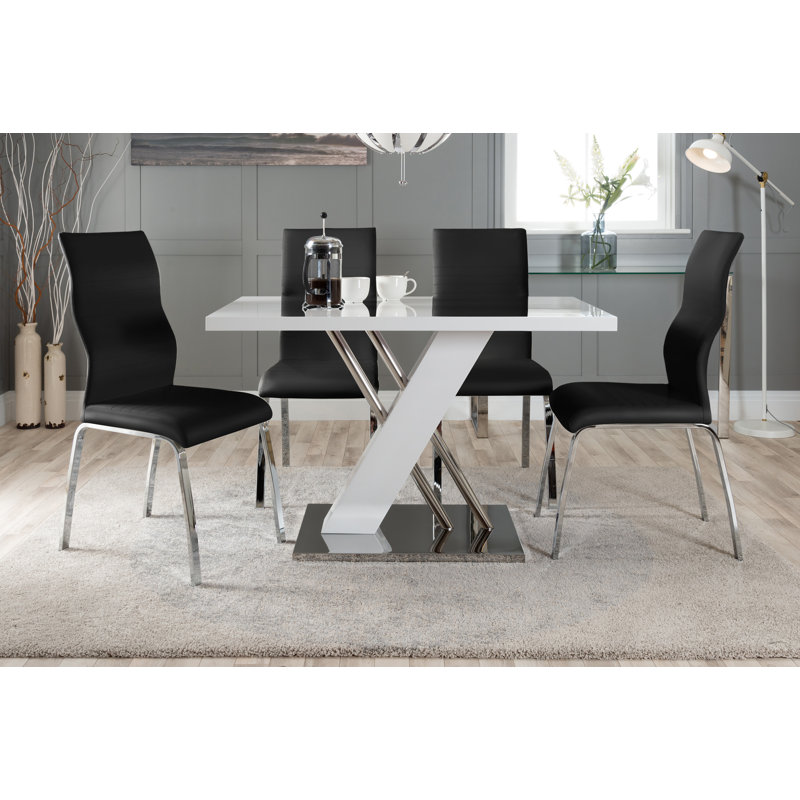 Eubanks Dining Set with 4 Chair, White