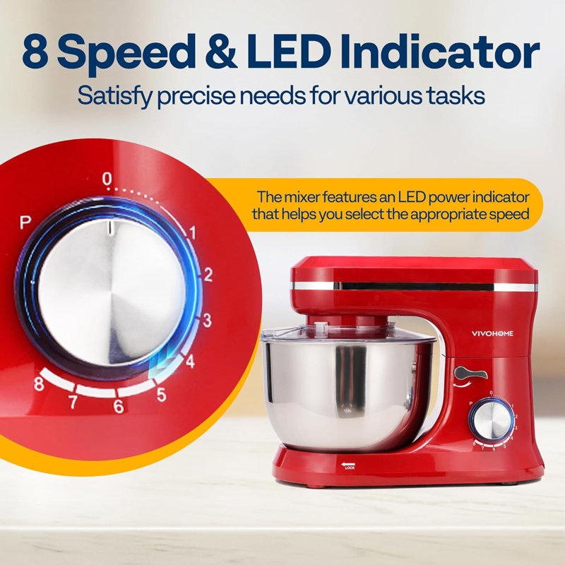 380w 4.75qt. 8-speed Stand Mixer, Red