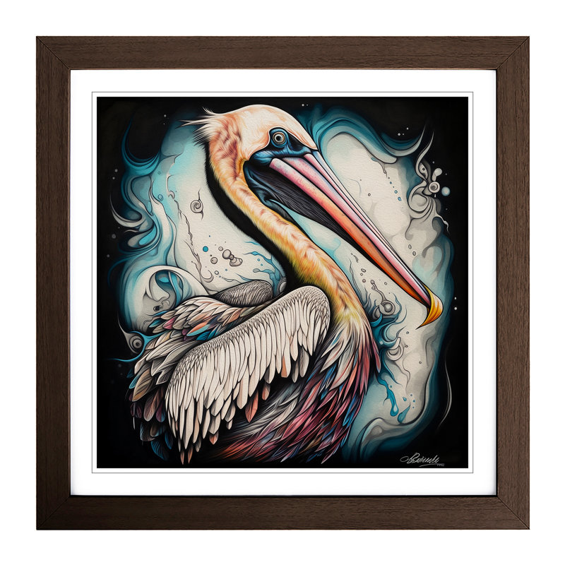 Pelican Neo-Traditional - Framed Print, Walnut