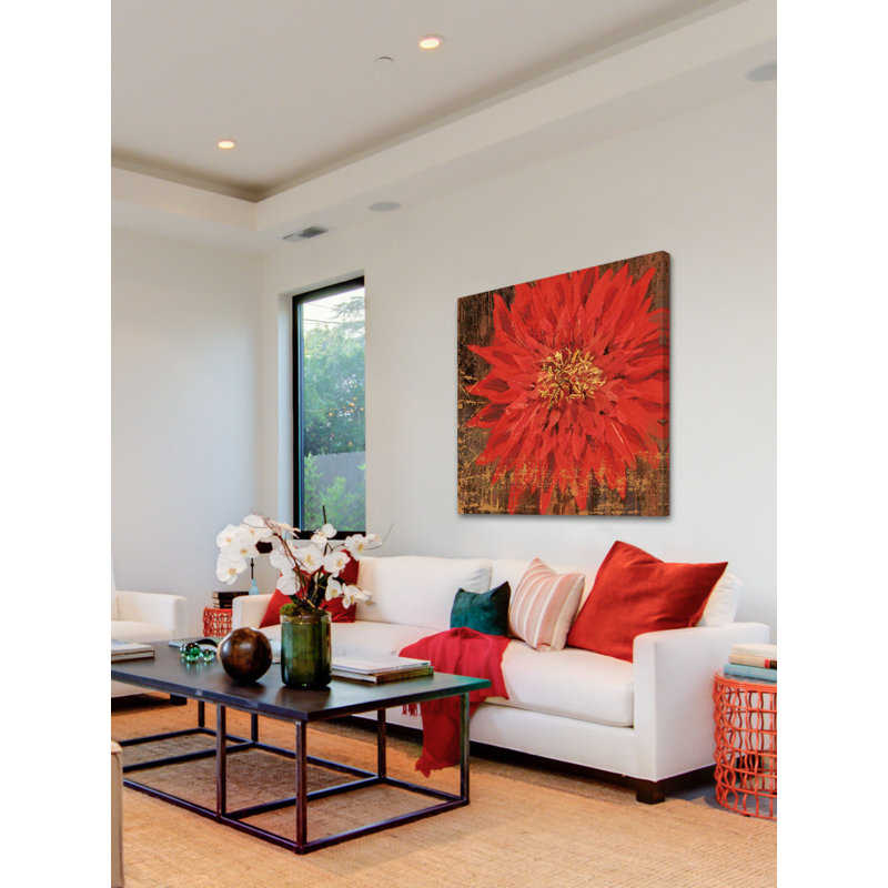 « floral frenzy red iii » par alan hopfensperger, reproduction d’art sur toile tendue, H 32 po x l 32 po
