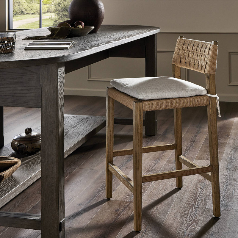 Mallory Counter Stool - Modern Oak & Woven Design