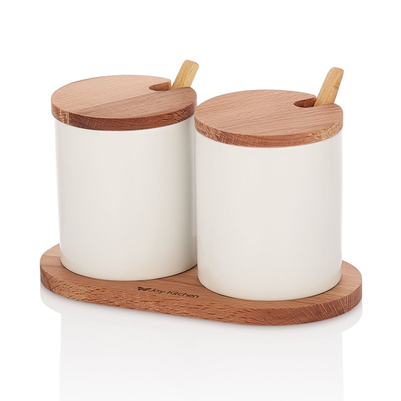 Freestanding Wood Spice Jar & Rack Set