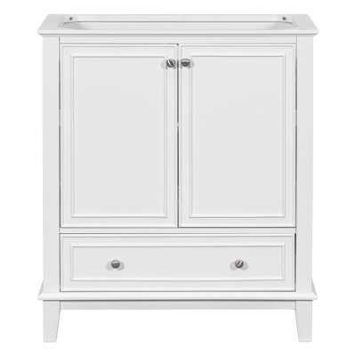 Meuble-lavabo 30 po sans lavabo, base seulement, armoire de salle de bain multifonctionnelle avec portes et tiroir, cadre solide et panneau de fibres à densité moyenne