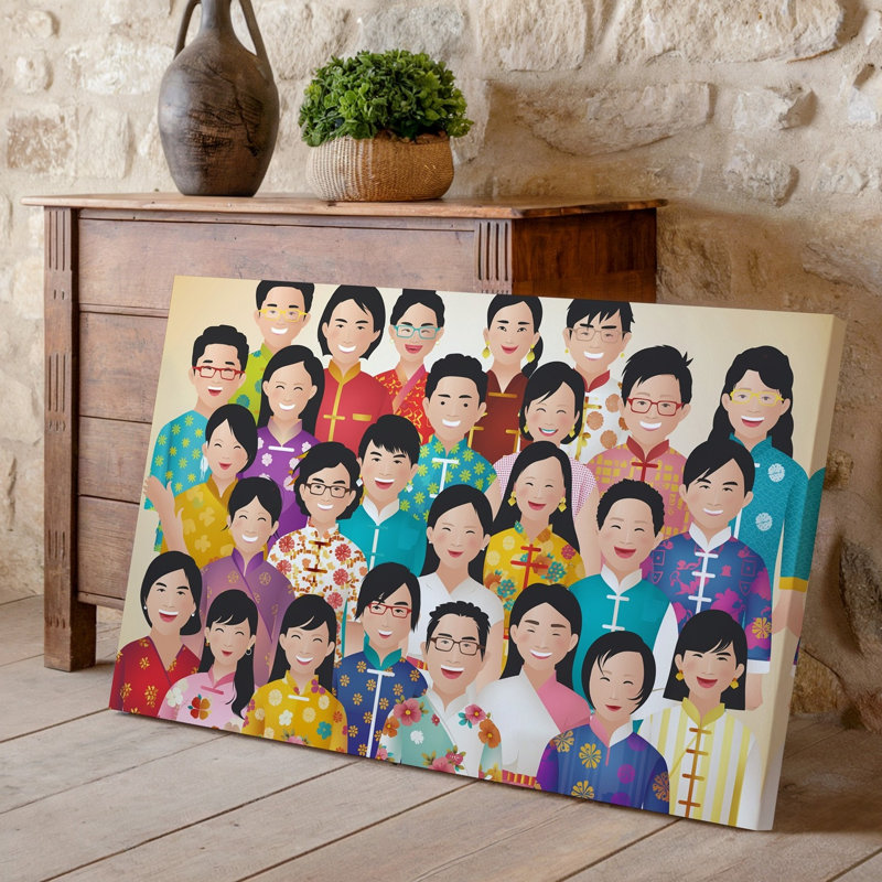Reproduction d'art sur toile, "Vibrant and Colorful Illustration Doting", H 9 po x l 12 po