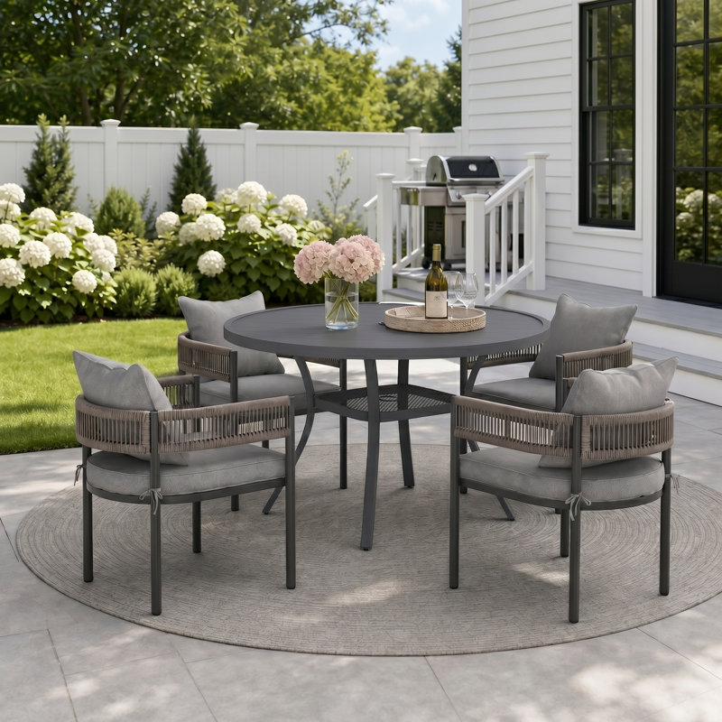 Ensemble de salle à manger d'extérieur pour 4 personnes Holmstrom, Black/Grey