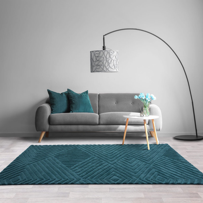 Berthamae Geometric Wool Hand Woven Area Rug, Rectangle 200 x 290cm