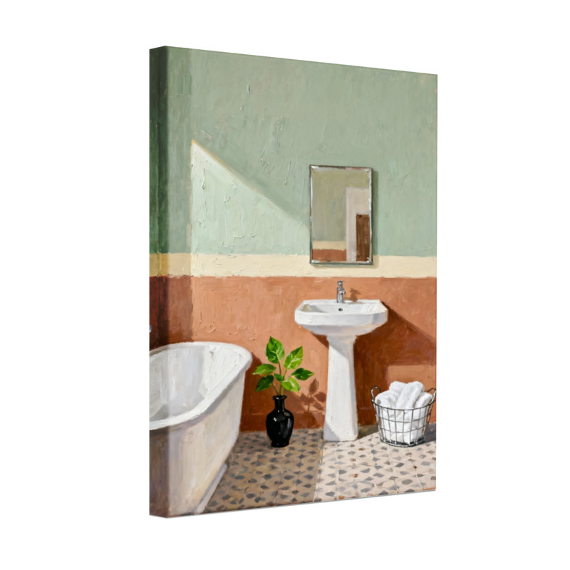 Scène de salle de bain avec lavabo et miroir