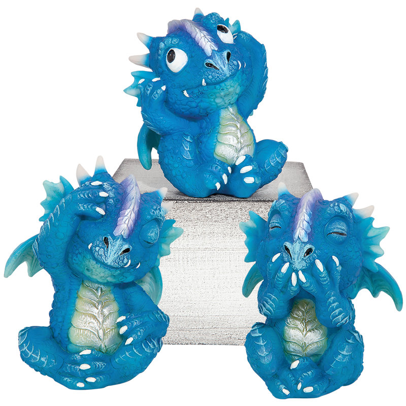 Ensemble de 3 statues de dragon mauve