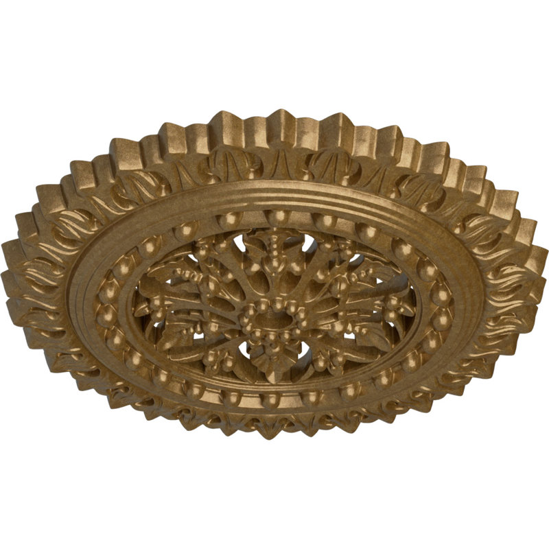 Médaillon de plafond H 18 1/2 po x l 18 1/2 po x P 1 1/2 po Sellek, Or pâle