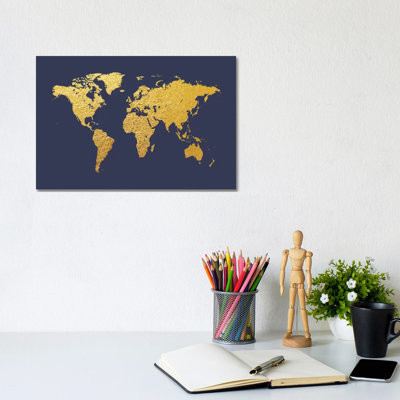 Gold Foil On Denim by Michael Tompsett - Print on Canvas