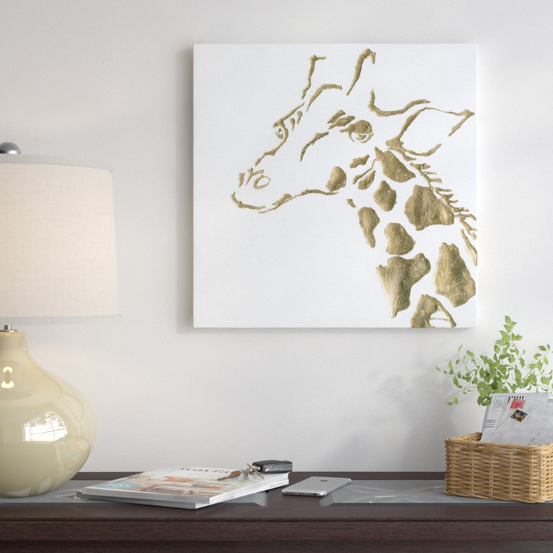 «Gilded Giraffe», impression sur toile, H 12 po x l 12 po x P 0,75 po, Pas de tapis, Toile tendue