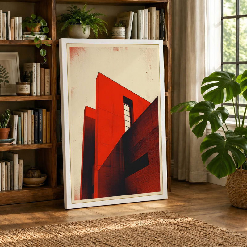 Angular Structures Industrial - Wrapped Canvas, 30x20 - 76.2 x 50.8 cm, Teal Border